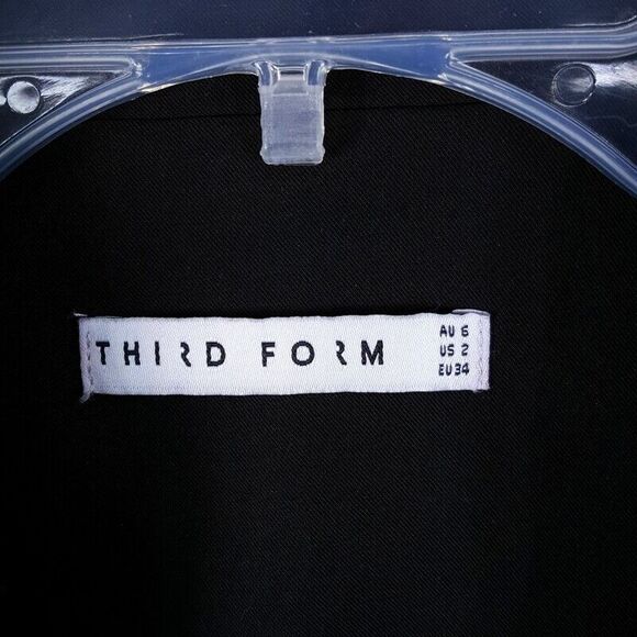 THIRD FORM Womens Blazer Size 2 Black Button Up Single Breasted Lined Wool Blend - Picture 2 of 7